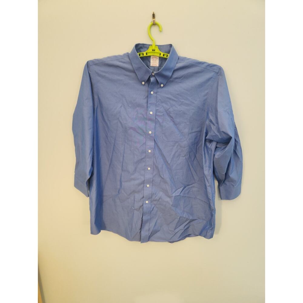 Brooks Brothers Cotton Shirt Mens 18.5 34 Blue Long Sleeve Madison Business Work - Picture 4 of 11